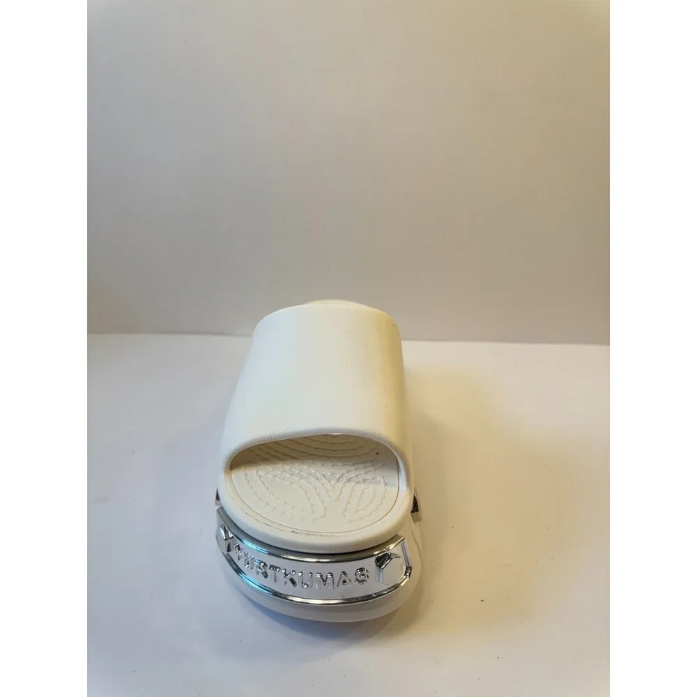 CROCS White Platform Slide with Gem Stud Accents